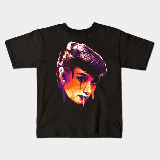 Audrey Hepburn Kids T-Shirt by lazartemarjun